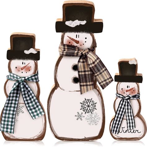 Amazon.com: Suzile 3 Pcs Christmas Snowman Table Decorations Winter ...