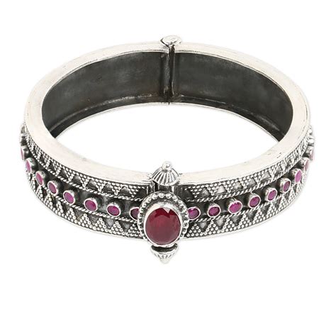 Round Sterling Silver Plated Temple Jewellery Refined Triangle Kada ...