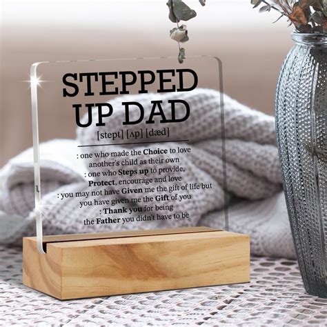 Regalos para padrastro con texto en inglés «Stepped up Dad» – Placa de ...