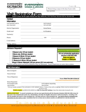 Fillable Online To inspire educate Visit Registration Form - Evergreen ...