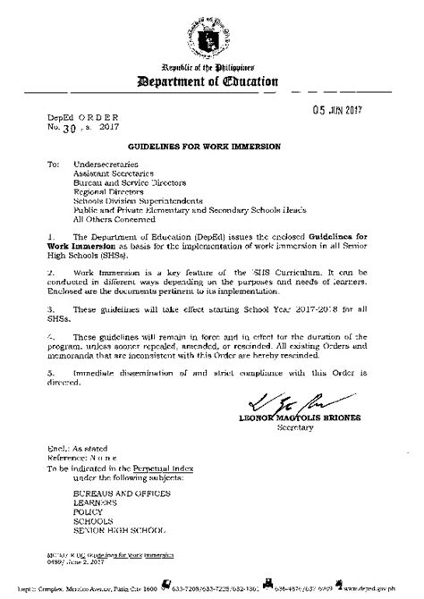 Image result for Work Immersion Introduction Sample