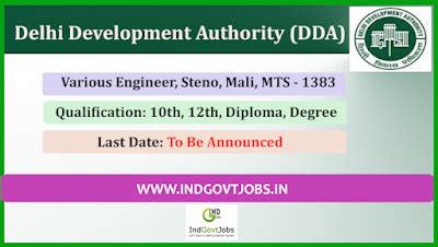 DDA Recruitment 2025 - Notification for 1383 Various Posts