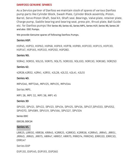 Danfoss Hydraulic pump spare parts | United Hydraulic Control