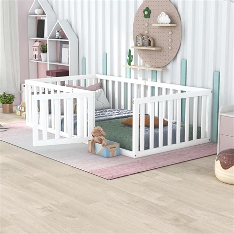 Harper&BrightDesigns Harper & Bright Designs Twin Floor Bed with Rails ...