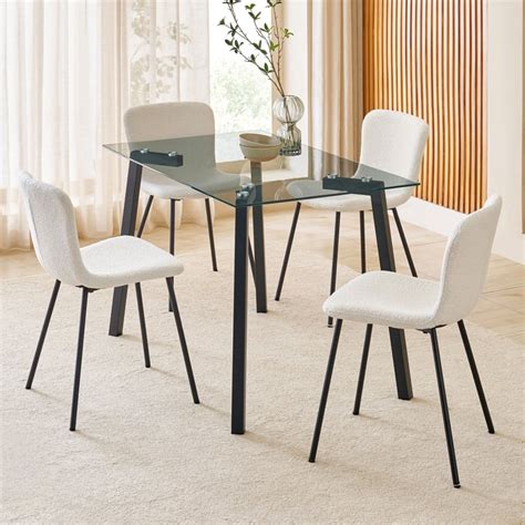Buy Helios Paul Tempered Glass Top 4-Seater Dining Set with Chairs ...