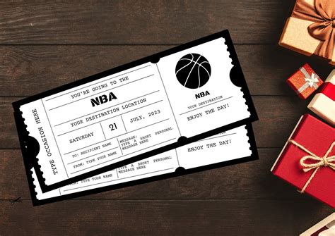 Basketball NBA Ticket Editable, NBA Basketball Gift Voucher Certificate ...