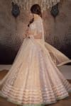 Buy Ivory Organza Pearls, Sequins, Zari, Embroidery, Mirrors Leaves ...