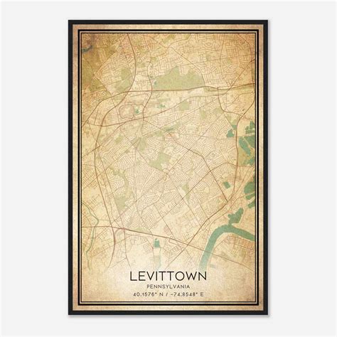 Vintage Levittown Pennsylvania Map Poster, Modern Home Decor Wall Art ...