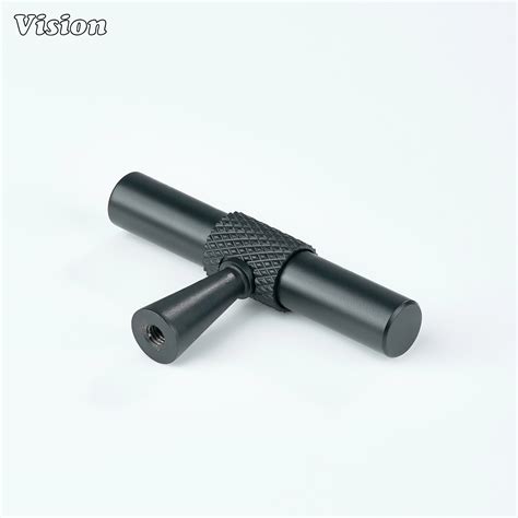 Autumn Knurled Brass Cabinet T-Knob - Black | Vision Cabinet Hardware