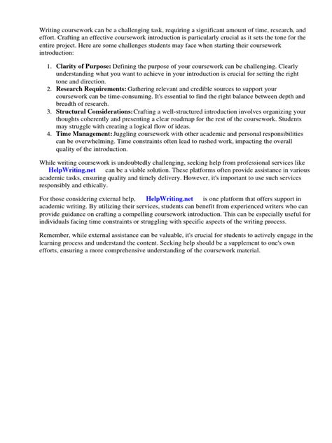 Image result for Coursework Introduction Example