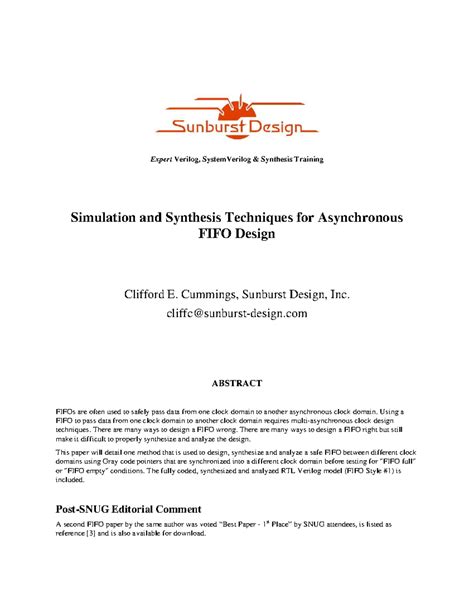 Cummings SNUG 2002 SJ: Asynchronous FIFO Design Techniques and ...