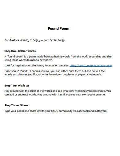 Image result for Found Poem Examples