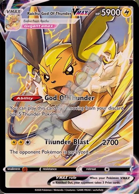 Raichu God of Thunder VMAX Pokemon Card - Etsy India