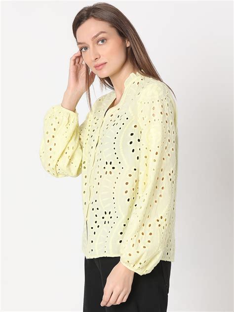 Yellow Schiffli Top