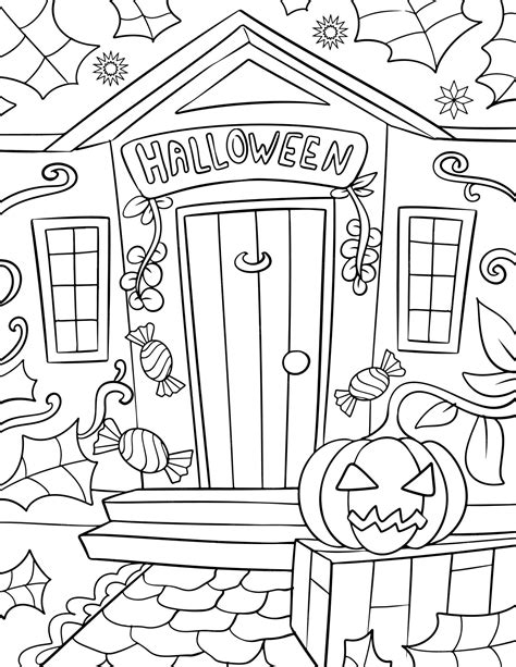 Hand drawn halloween coloring page illustration | Premium Vector