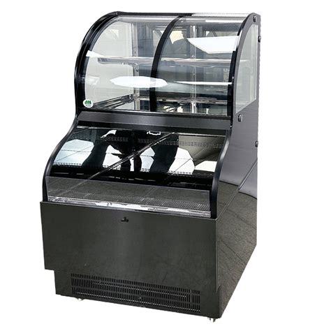 36 in. Curved Glass Dual Service Refrigerated Floor Display Case 12.5 ...