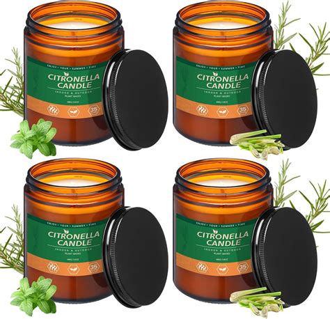 Amazon.com: Conelist 4 Pack Citronella Candles Outdoor 14 oz Deet Free ...