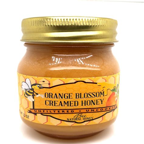 Orange Blossom Creamed Honey 12oz Glass Jar | Bee Natural Honey