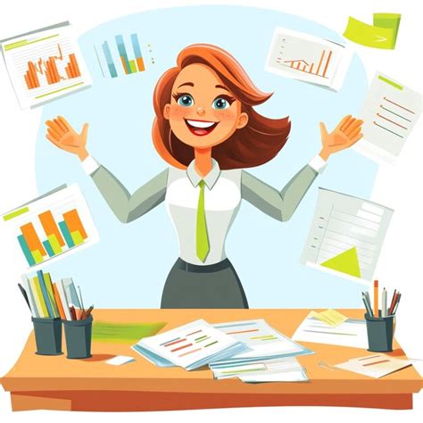 Confident female executive smiling in cartoon office scene | Premium AI ...