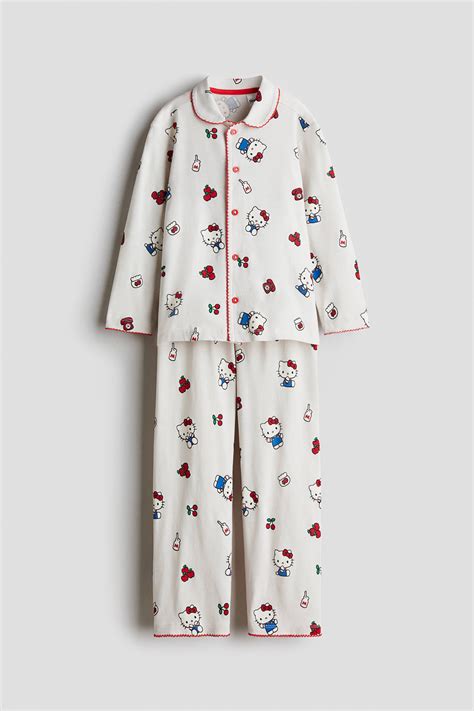 Printed Cotton Pajamas - White/Hello Kitty - Kids | H&M PH