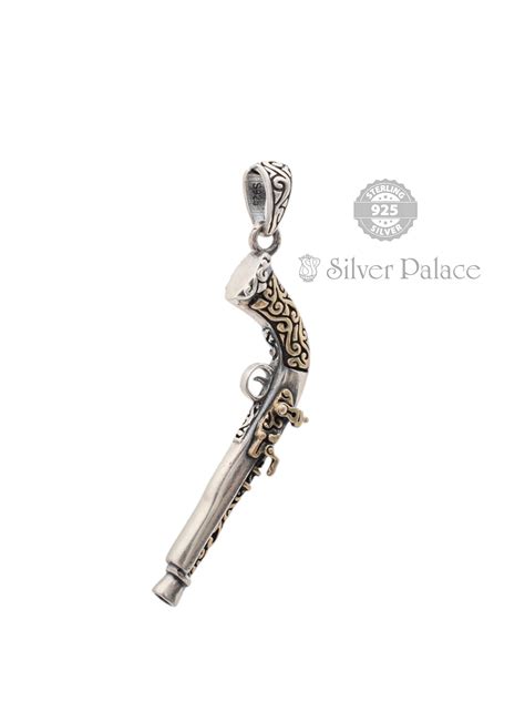 925 Oxidised Silver Maan Collection Vintage Turk Gun Pendant For Mens ...