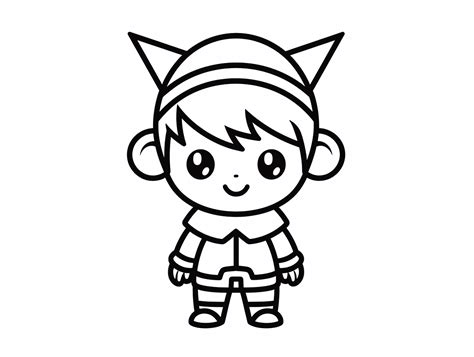 Easy To Color Elf Drawing - Coloring Page