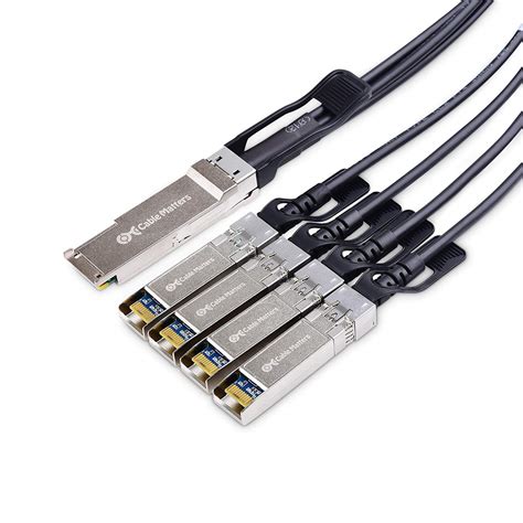 Cable Matters 40GBASE-CR4 Passive QSFP+ to 4X SFP+ DAC Twinax Breakout ...
