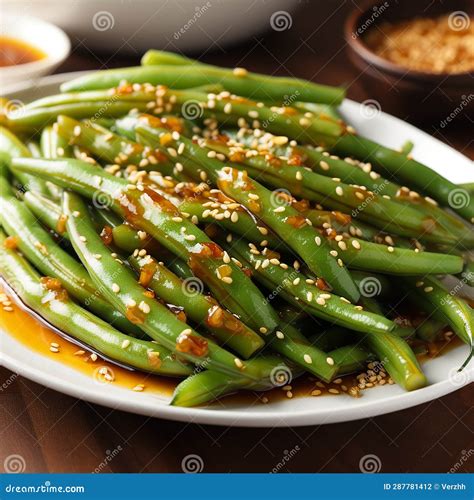 Steamed Green Beans with Garlic-ginger Sauce 2 Stock Illustration ...