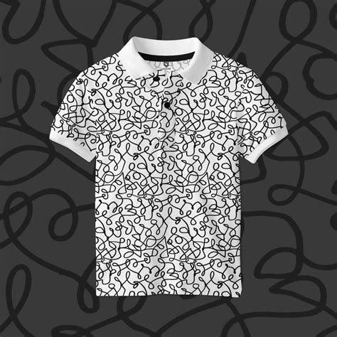 Squiggle Polo: striped printed polo t shirt, contrast collar | Juxar