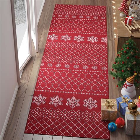 Amazon.com: jinchan Christmas Runner Rug 2x7 Red Hallway Rug Xmas ...
