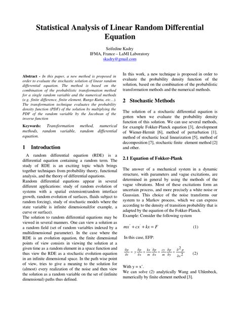 Image result for Stochastic Differential Equation Examples