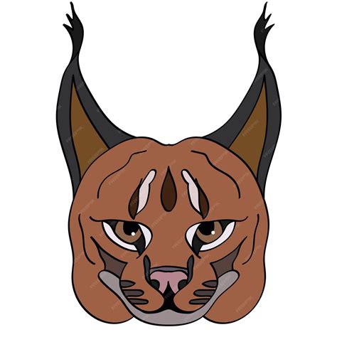 Caracal głowa ilustracja sportowa maskotka lub logo zespołu w płaskim ...