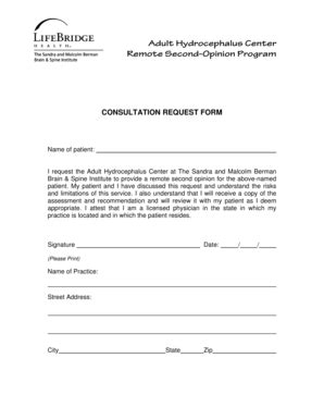 Fillable Online lifebridgehealth Adult Hydrocephalus Center ...