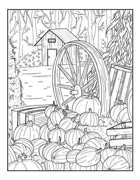 Jesienne sceny kolorowanki dla dorosłych kolorowanka kdp | Wektor Premium