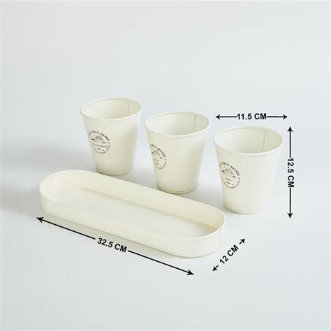Buy Beautiful Home Set of 3 Metal Planters with Tray from Home Centre ...