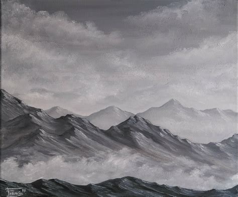 "Black&White Mountains". Oil Painting. 46x38cm. : r/Art