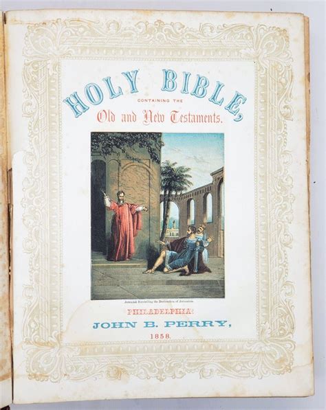 Antique 1858 Holy Bible Old And New Testaments w Apocrypha John B Perry ...