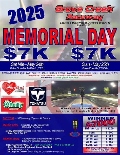 Grove Creek Raceway - Schedule