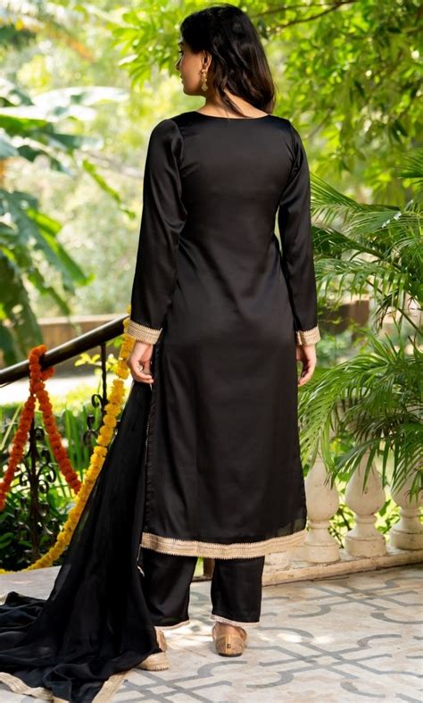 Slate Black Satin Suit Set – House Of Jamoti