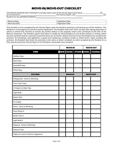 Free Printable Move-In Checklist Templates [Word, PDF]