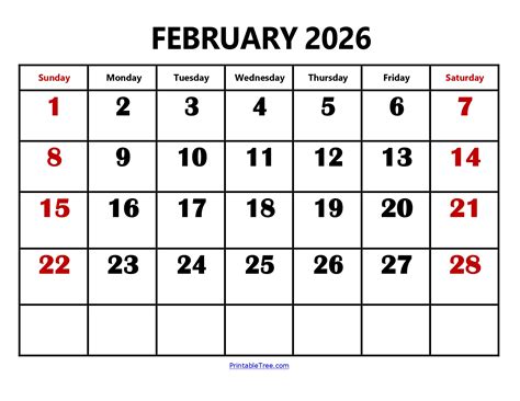 February 2026 Calendar Printable PDF with Holidays Templates