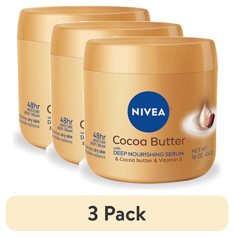 (3 pack) NIVEA Cocoa Butter Body Cream for Dry Skin with Vitamin E, 48Hr Moisturizer, 16 oz ...