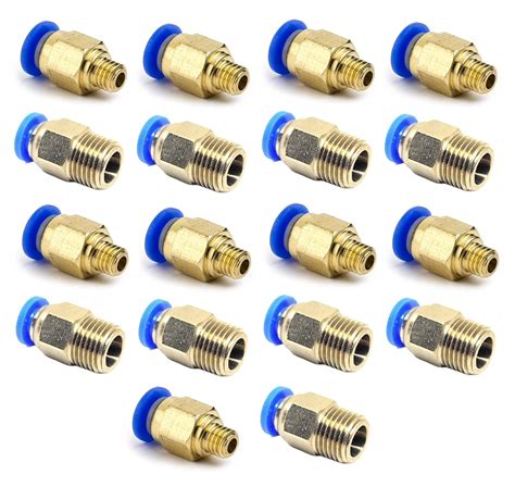 INVENTO 10Pcs PC4-M10 10mm + PC4-M6 6mm Threaded Pneumatic Push Air ...