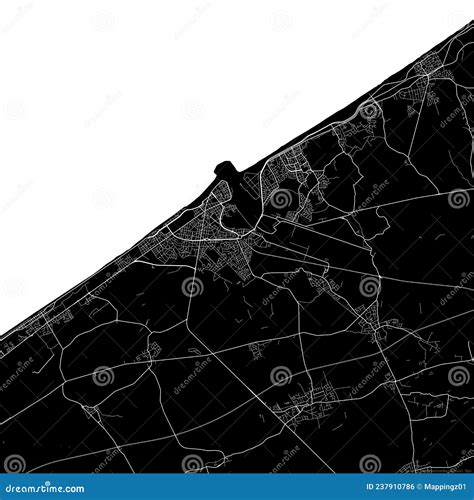 Black City Map of Ostend Belgium. Stock Illustration - Illustration of ...