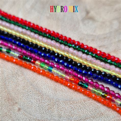 5 LINES MIX PACK' 2 MM MINI HYDRO BEADS' 14-15 INCHES LONG ...