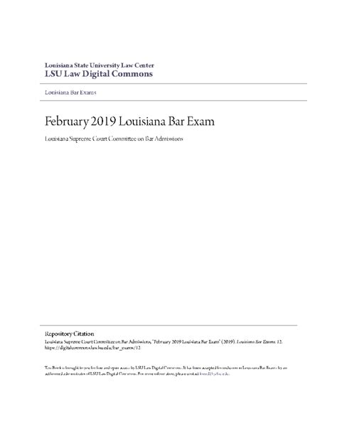 February 2019 Louisiana Bar Exam: Comprehensive Review and Analysis - Studocu