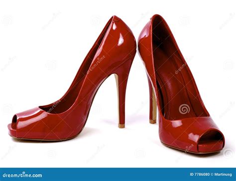 Pair of Red Women S High-Heel Shoes 1 Stock Photo - Image of female ...