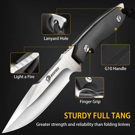 NedFoss Survival Knife with Fire Starter and Kydex Sheath, 9.25" Full ...