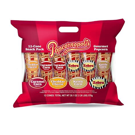 Buy Popcornopolis Gourmet Popcorn Snacks, 12 Cone Variety Snack Packs ...