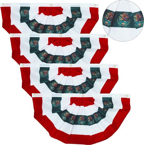 Buy 3 x 1.5 pies Paquete de 4 Bandera de México Bandera de Abanico ...